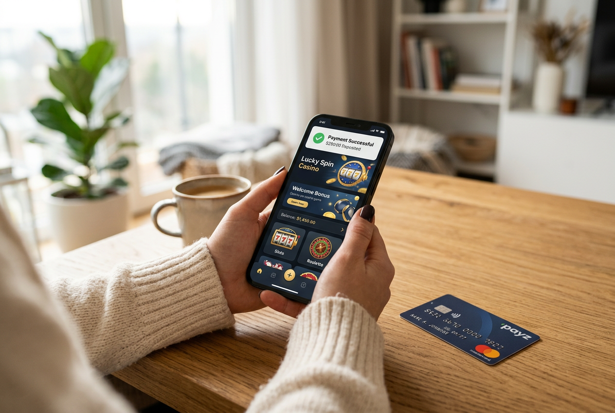 A person using a smartphone to make a secure payment at an online casino.